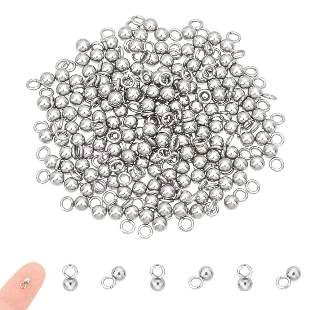 7103 200pcs 304 Stainless Steel Charms Round Pendants Small Ball Charms 3mm